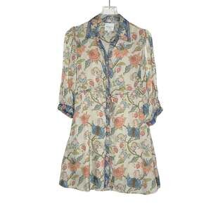 Marigold By Victoria Dunn Katarina Floral Shirt Dress S Mini Drawstring Waist